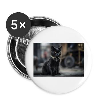 Cat Black 9 - Buttons groß 56 mm (5er Pack) - Weiß - Vorne
