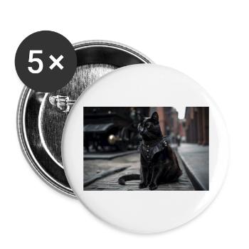 Cat Black4 - Buttons groß 56 mm (5er Pack) - Weiß - Vorne