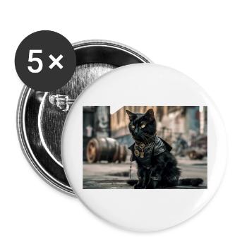 Cat Black 5 - Buttons groß 56 mm (5er Pack) - Weiß - Vorne