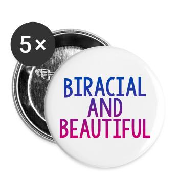 Biracial And Beautiful 4 - Buttons large 2.2''/56 mm (5-pack) - white - Front