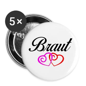 braut 1 - Buttons groß 56 mm (5er Pack) - Weiß - Vorne