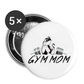 GYM TSHIRT FOR WOMEN, GYM MOM - Buttons large 2.2''/56 mm (5-pack) - white - Front