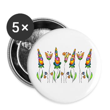 Blumen - Buttons groß 56 mm (5er Pack) - Weiß - Vorne