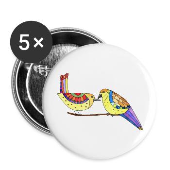 Oiseaux - Lot de 5 grands badges (56 mm) - blanc - Devant