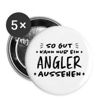 Angler Spruch Angeln Fische Meer Angler Geschenk - Buttons groß 56 mm (5er Pack) - Weiß - Vorne