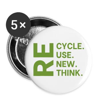 Recyceln, wiederverwenden, erneuern, überdenken für den Tag der Erde 2023 - Buttons groß 56 mm (5er Pack) - Weiß - Vorne