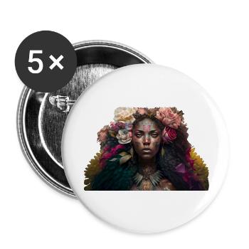 Cadeau Femme Vaudou - Lot de 5 grands badges (56 mm) - blanc - Devant
