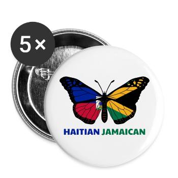 Haiti Haitian Jamaica Combination I Gift - Buttons large 2.2''/56 mm (5-pack) - white - Front