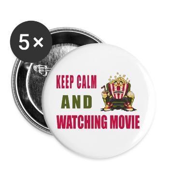 Ruhe bewahren und Film schauen - Buttons groß 56 mm (5er Pack) - Weiß - Vorne