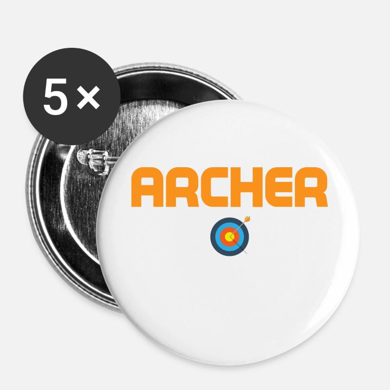 Archer Mom Bow & Arrows Tir à l’arc sur cible - Lot de 5 grands badges (56 mm) - blanc