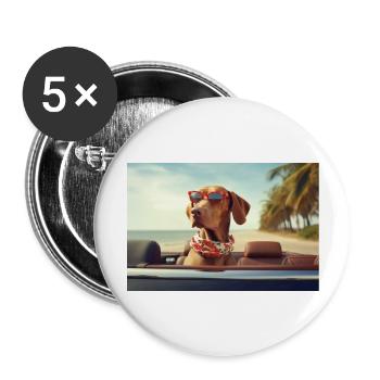 Cooler Magyar Vizsla mit Sonnenbrille - Buttons groß 56 mm (5er Pack) - Weiß - Vorne