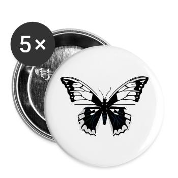 Minimalistischer Schmetterling - Buttons groß 56 mm (5er Pack) - Weiß - Vorne