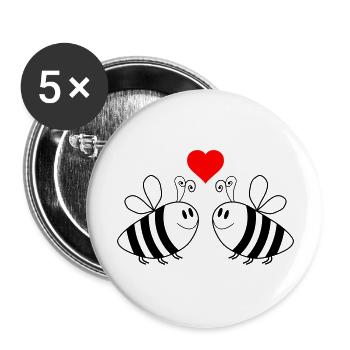 Bee Love 2 - Buttons large 2.2''/56 mm (5-pack) - white - Front