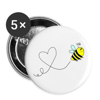 biene comic love 3 - Buttons groß 56 mm (5er Pack) - Weiß - Vorne