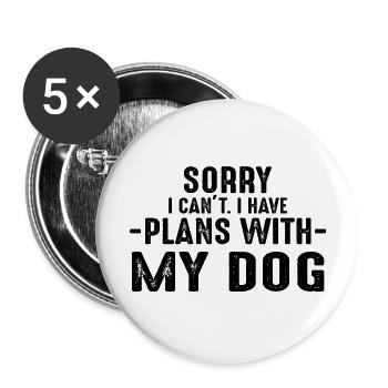 Hund Chien - Lot de 5 grands badges (56 mm) - blanc - Devant