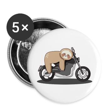 Paresse, moto, moto, chill - Lot de 5 grands badges (56 mm) - blanc - Devant
