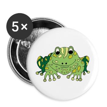 Grenouille - Lot de 5 grands badges (56 mm) - blanc - Devant
