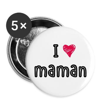 I love maman - Lot de 5 grands badges (56 mm) - blanc - Devant