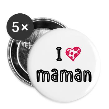I love maman - Lot de 5 grands badges (56 mm) - blanc - Devant