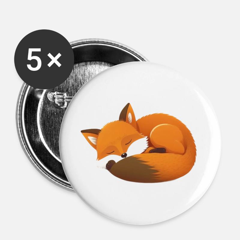 cute sleeping fox - Buttons large 2.2''/56 mm (5-pack) - white
