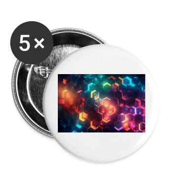 surreal epic fractal hexagons 3 - Buttons groß 56 mm (5er Pack) - Weiß - Vorne