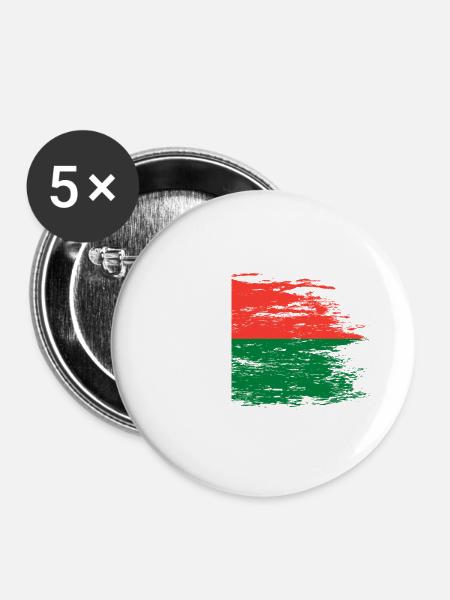 Madagaskar Flagge used - Buttons groß 56 mm (5er Pack) - Weiß