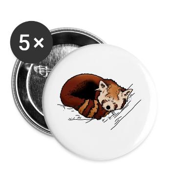 Red panda - Buttons large 2.2''/56 mm (5-pack) - white - Front