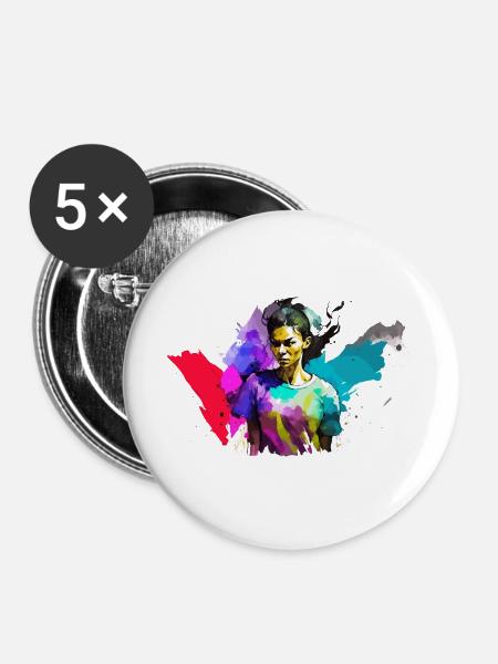 Frauenpower - Buttons groß 56 mm (5er Pack) - Weiß
