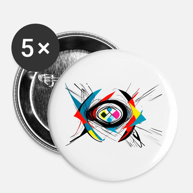 Explosion de couleurs - Lot de 5 grands badges (56 mm) - blanc