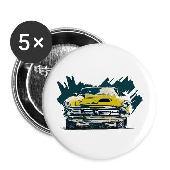Retro-Auto - Buttons groß 56 mm (5er Pack) - Weiß - Vorne