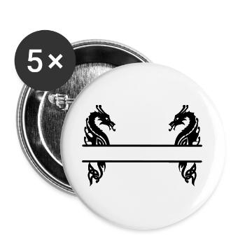 Viking Deux Dragons - Lot de 5 grands badges (56 mm) - blanc - Devant