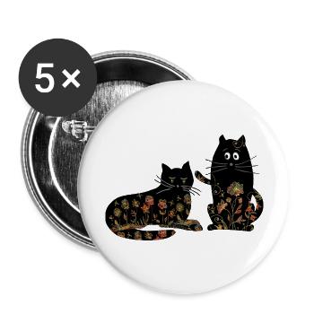 Cats - Buttons large 2.2''/56 mm (5-pack) - white - Front