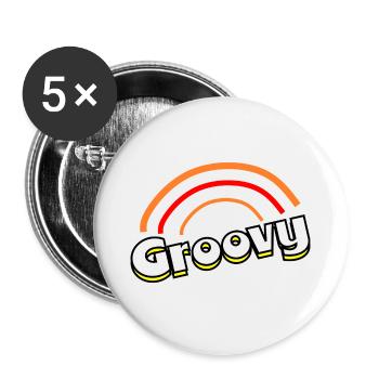 Groovy des années 70 - Lot de 5 grands badges (56 mm) - blanc - Devant