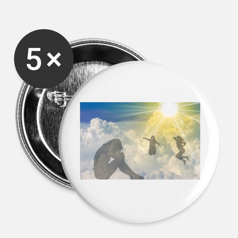 Heavenly Shadows - Buttons large 2.2''/56 mm (5-pack) - white