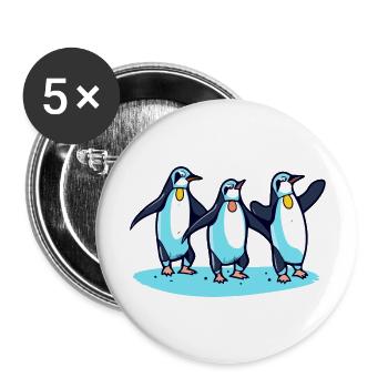 Pinguine feiern - Buttons groß 56 mm (5er Pack) - Weiß - Vorne