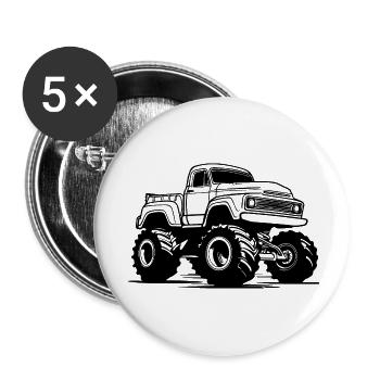 Monster Truck Monster Truck Lover Fan - Lot de 5 grands badges (56 mm) - blanc - Devant