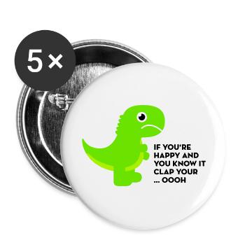 T-Rex clap your hands - Buttons large 2.2''/56 mm (5-pack) - white - Front