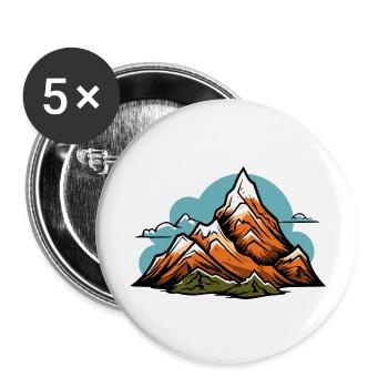 Berge Symbol Icon - Buttons groß 56 mm (5er Pack) - Weiß - Vorne