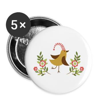 Vogel - Buttons groß 56 mm (5er Pack) - Weiß - Vorne