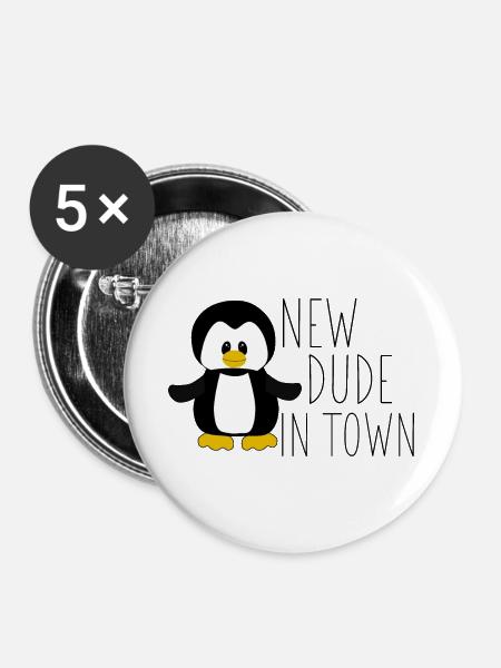 New Dude in Town - Buttons groß 56 mm (5er Pack) - Weiß
