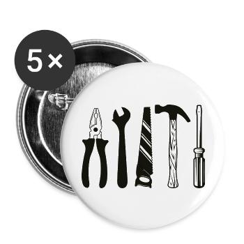Artisan bricoleur Artisan Artisan Outil Construction - Lot de 5 grands badges (56 mm) - blanc - Devant
