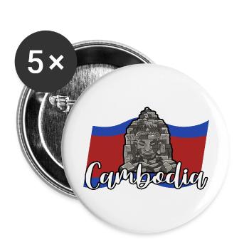Cambodge Temple Khmer Vintage Palmiers I Cadeau - Lot de 5 grands badges (56 mm) - blanc - Devant
