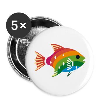 LGBTQIA+ Fisch - Buttons groß 56 mm (5er Pack) - Weiß - Vorne