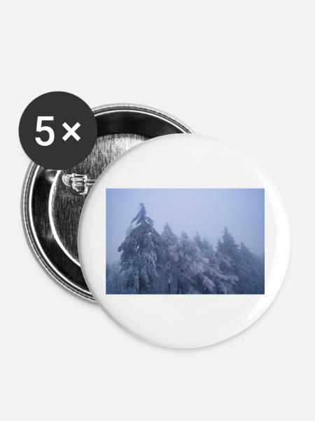Trees in the snow - Buttons large 2.2''/56 mm (5-pack) - white