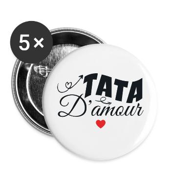 Tata D'amour - Lot de 5 grands badges (56 mm) - blanc - Devant