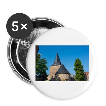 großes historisches Tor Goslar Niedersax - Buttons groß 56 mm (5er Pack) - Weiß - Vorne