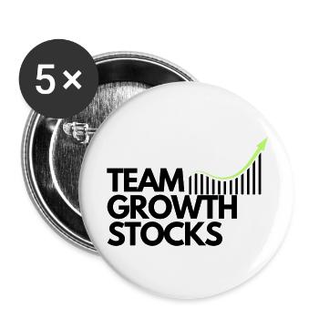 TEAM GROWTH STOCKS - Buttons groß 56 mm (5er Pack) - Weiß - Vorne