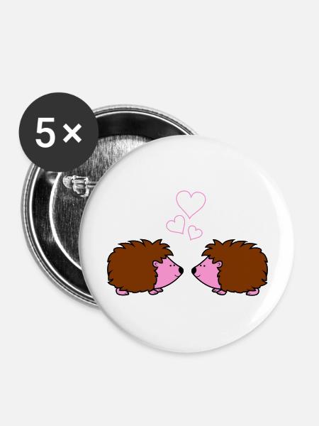 igel verliebt - Buttons groß 56 mm (5er Pack) - Weiß