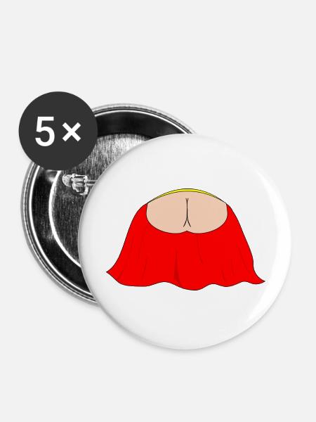 Flying Bum - Flying upwards - Buttons large 2.2''/56 mm (5-pack) - white