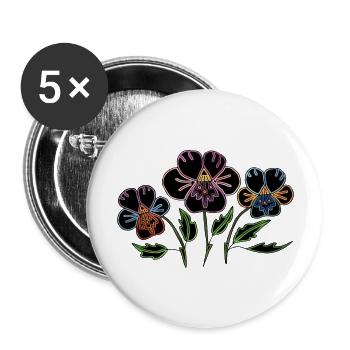 Fleur - Lot de 5 grands badges (56 mm) - blanc - Devant